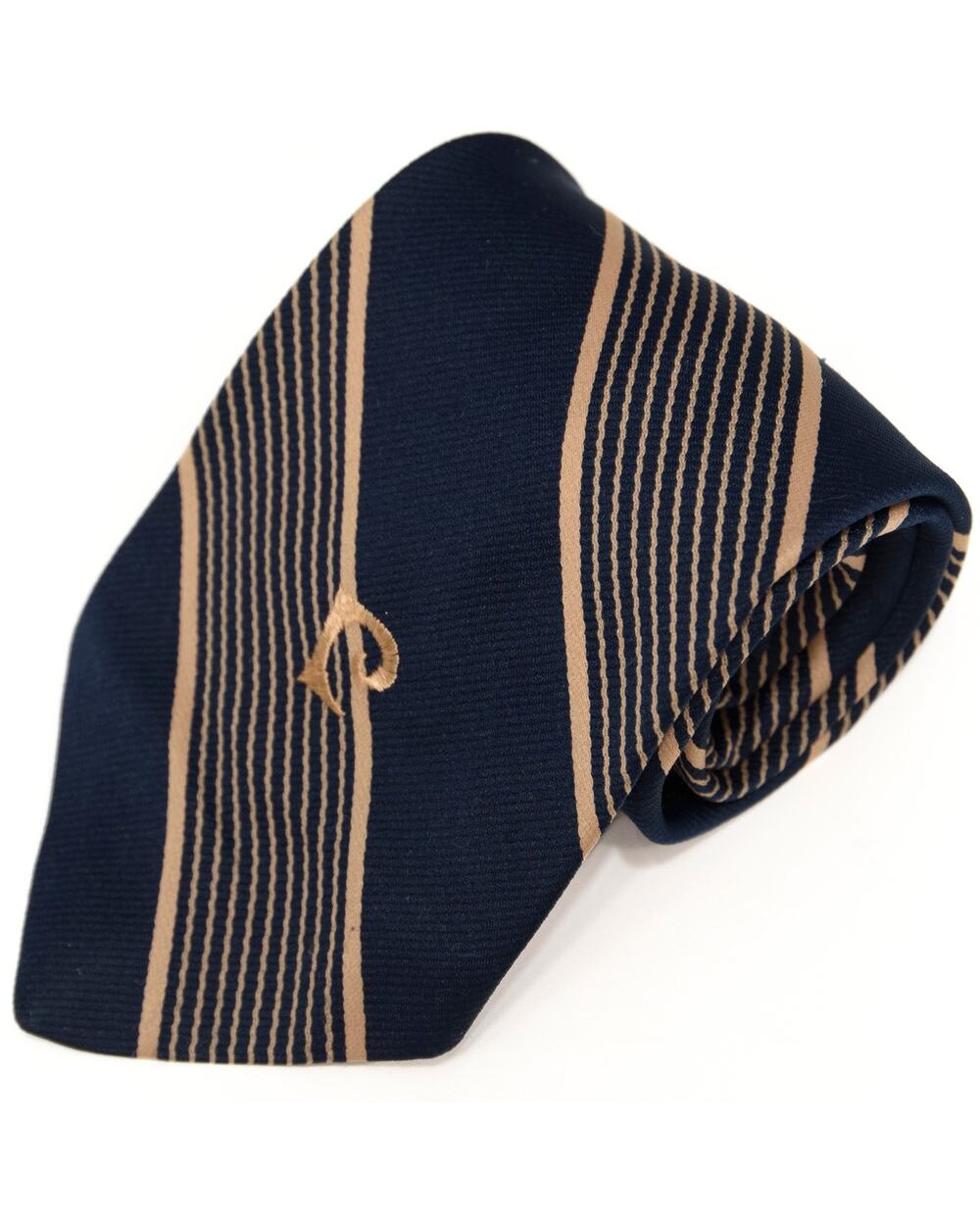 Pierre Cardin Vintage Blue Gold Striped 60's 70's Polyester Necktie Neck Tie